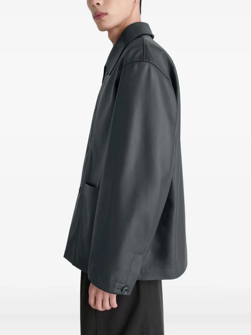 LEMAIRE - Men Leather Workwear Jacket Sheared Coats For Sale