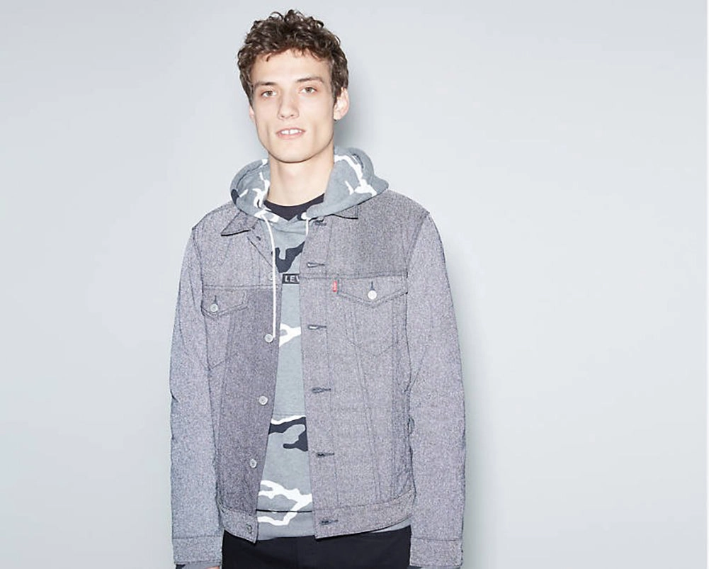 Leather Coats 3 4 Length Levis Men's Trucker Jacket - Reflective Crispy