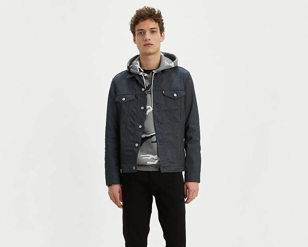 Mouton Fur Coats Levis Men's Trucker Jacket - Reflective Crispy