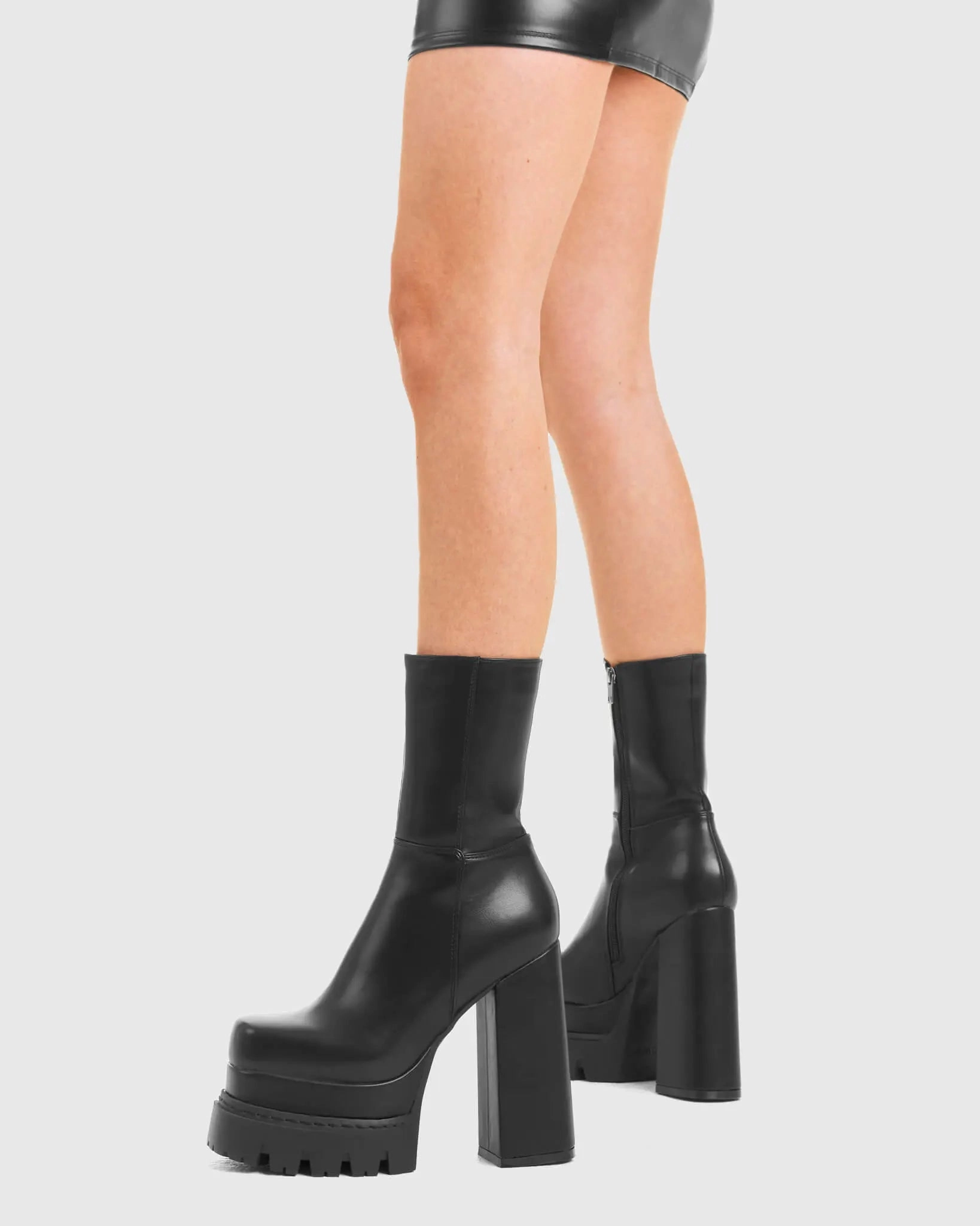 Stretch Leather Ankle Boots Undeniable Platform Ankle Boots