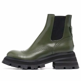 (WMNS) Alexander McQueen Leather Chelsea Ankle Boots 'Olive Black' 666368WHZ843241 # Chelsea Boots Mens With Suit