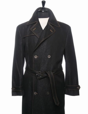 Men's Dress Coat Denim Trench Coat In Black Trendy Coats