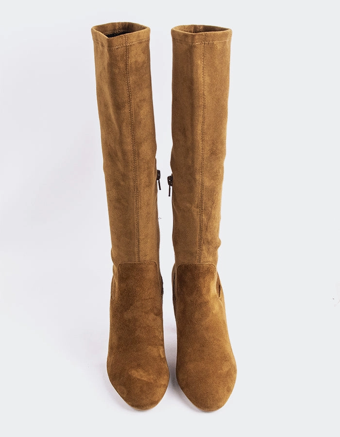 Lisburn Dark Tan Suede Over The Knee High Boots Flat