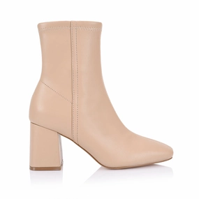 Crown Ankle Boots Lizzo Stretch Ankle Boots - Beige Stretch