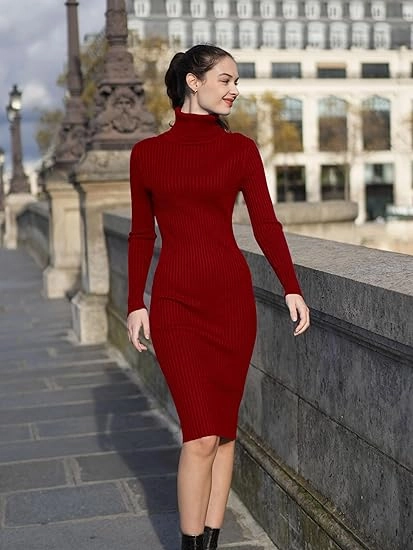 Long Sleeve Turtle Neck Midi Sweater Dress Vibrant Tie Dye Midi Dress