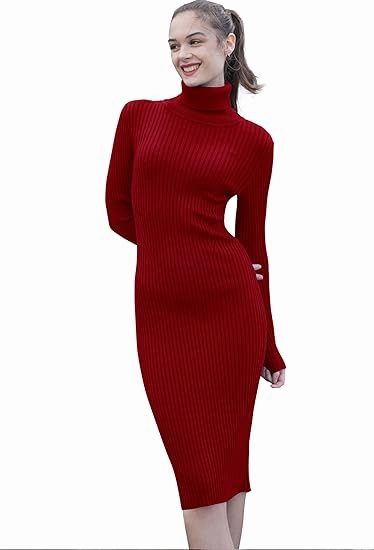 Long Sleeve Turtle Neck Midi Sweater Dress Erdem Midi Dress