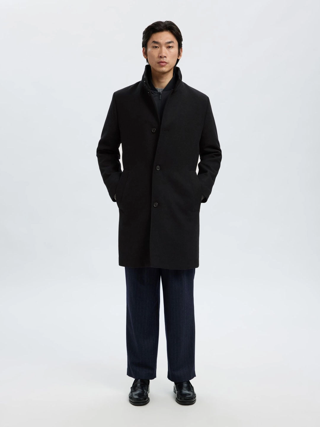 Long Wool Blend Coat - Black Infant Rain Coats