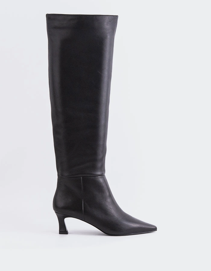 Knee High Leather Boots Lorenzie Black Leather