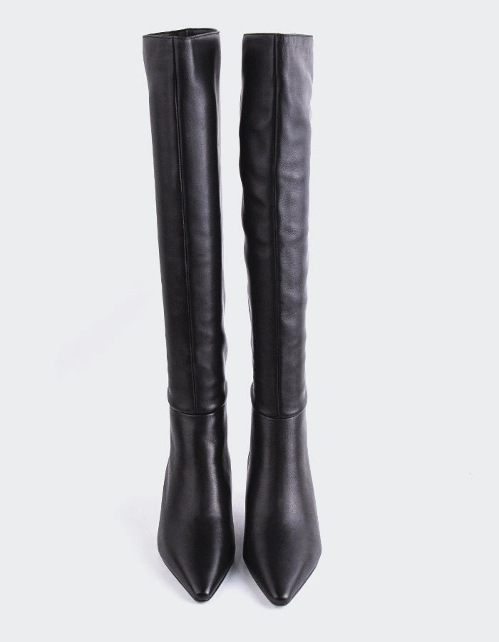 Lorenzie Black Leather Captain Boots