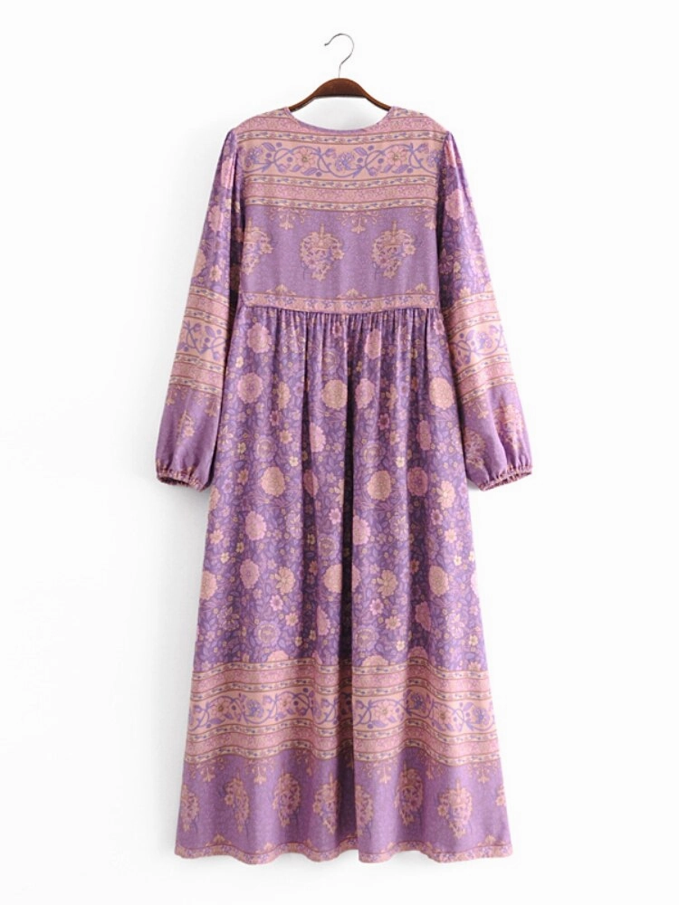 Love Story Maxi Dress Lavender Pink Floral Bohemian Long Peasant Sleeve Gown Double Tie Front Flared Skirt Available In Small Medium Or Large Tan Organza Mesh Maxi Dress