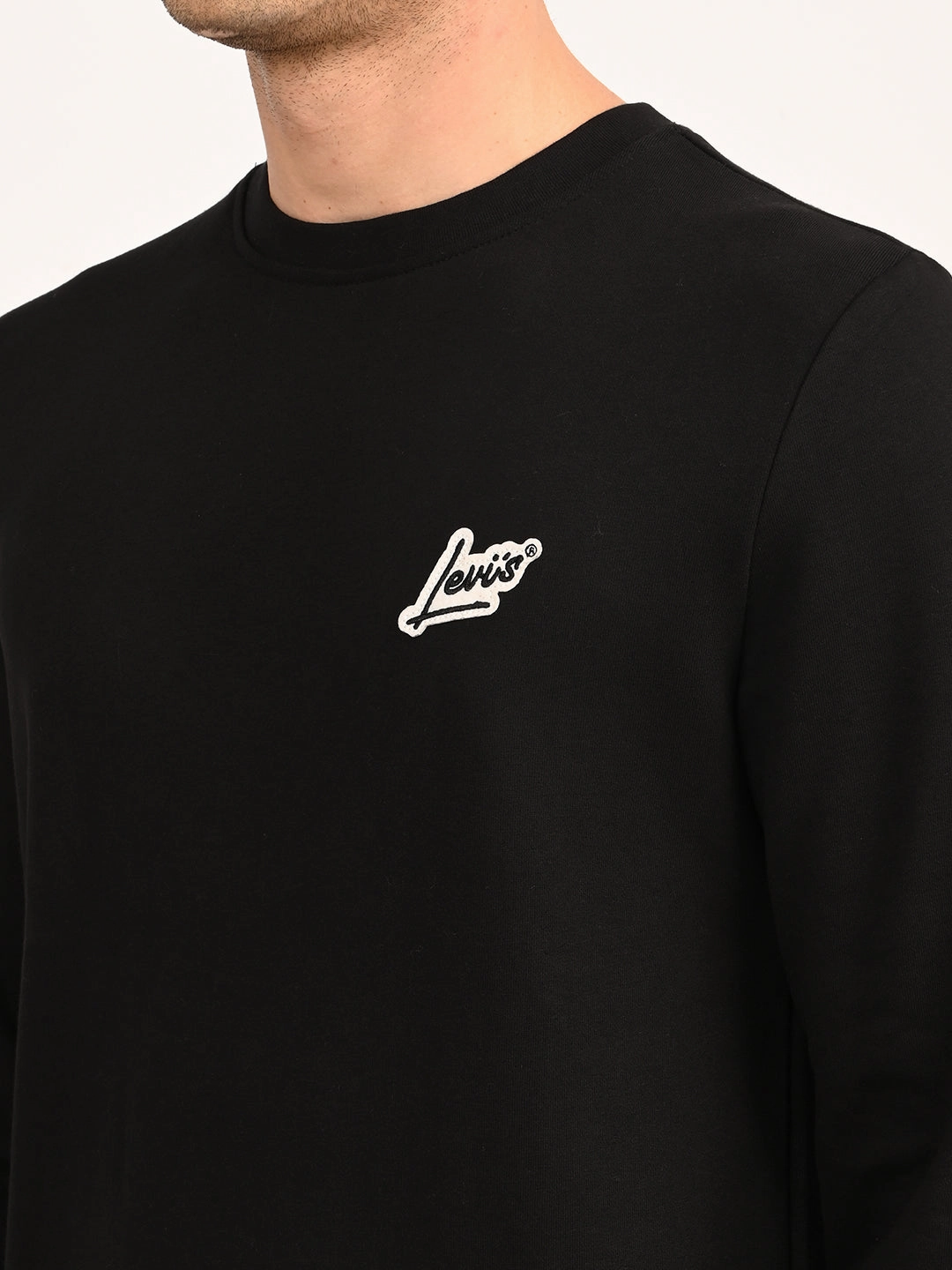 Sweatshirts Quarter Zip Men's Brand Logo Black Crew Neck Sweatshirt
