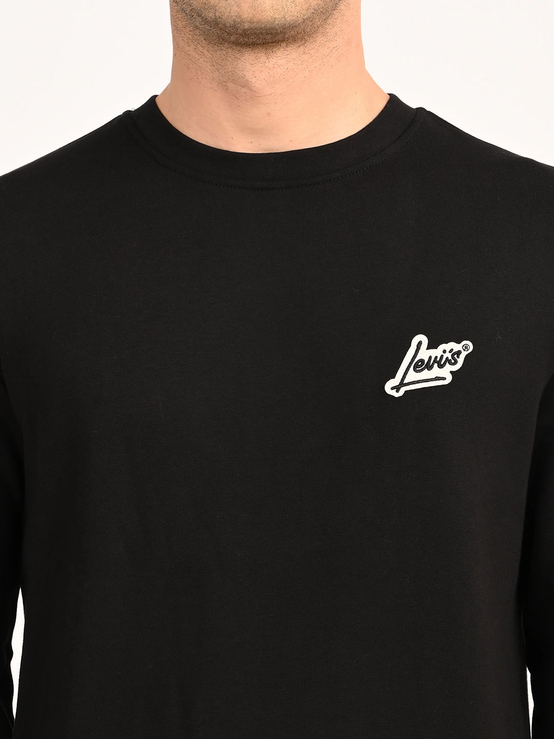 Coffee Themed Sweatshirts Men's Brand Logo Black Crew Neck Sweatshirt