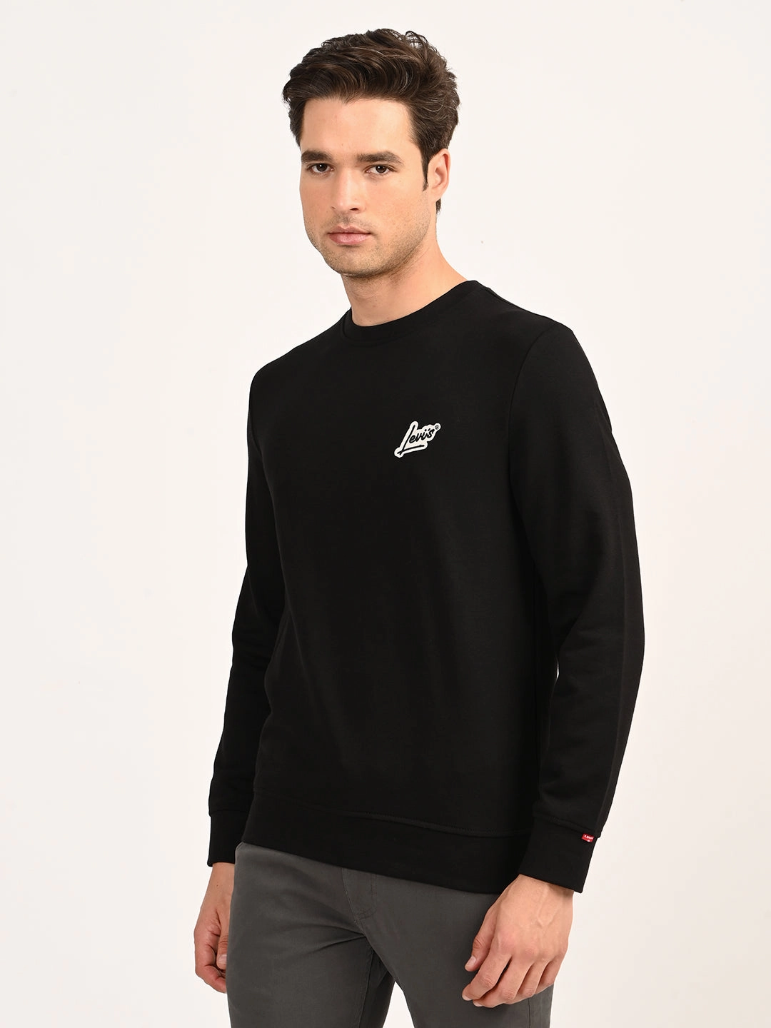 Men's Brand Logo Black Crew Neck Sweatshirt Patriot Sweatshirts