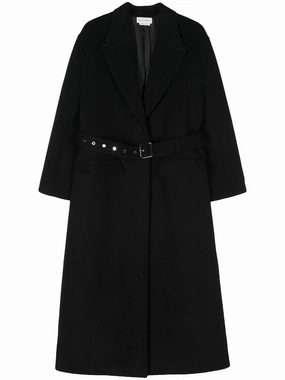 belted wool-blend maxi coat Weather Coats