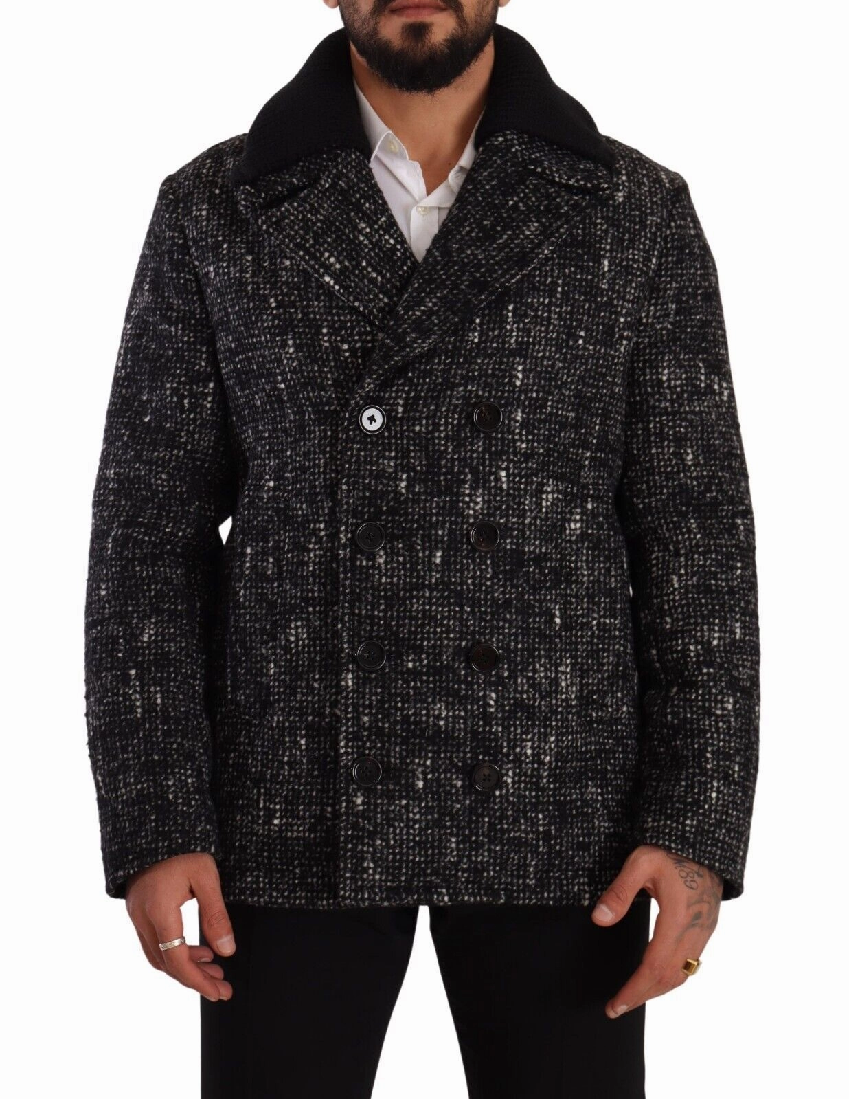 Black Wool Double Breasted Coat Men Jacket Anthropologie Wool Coats
