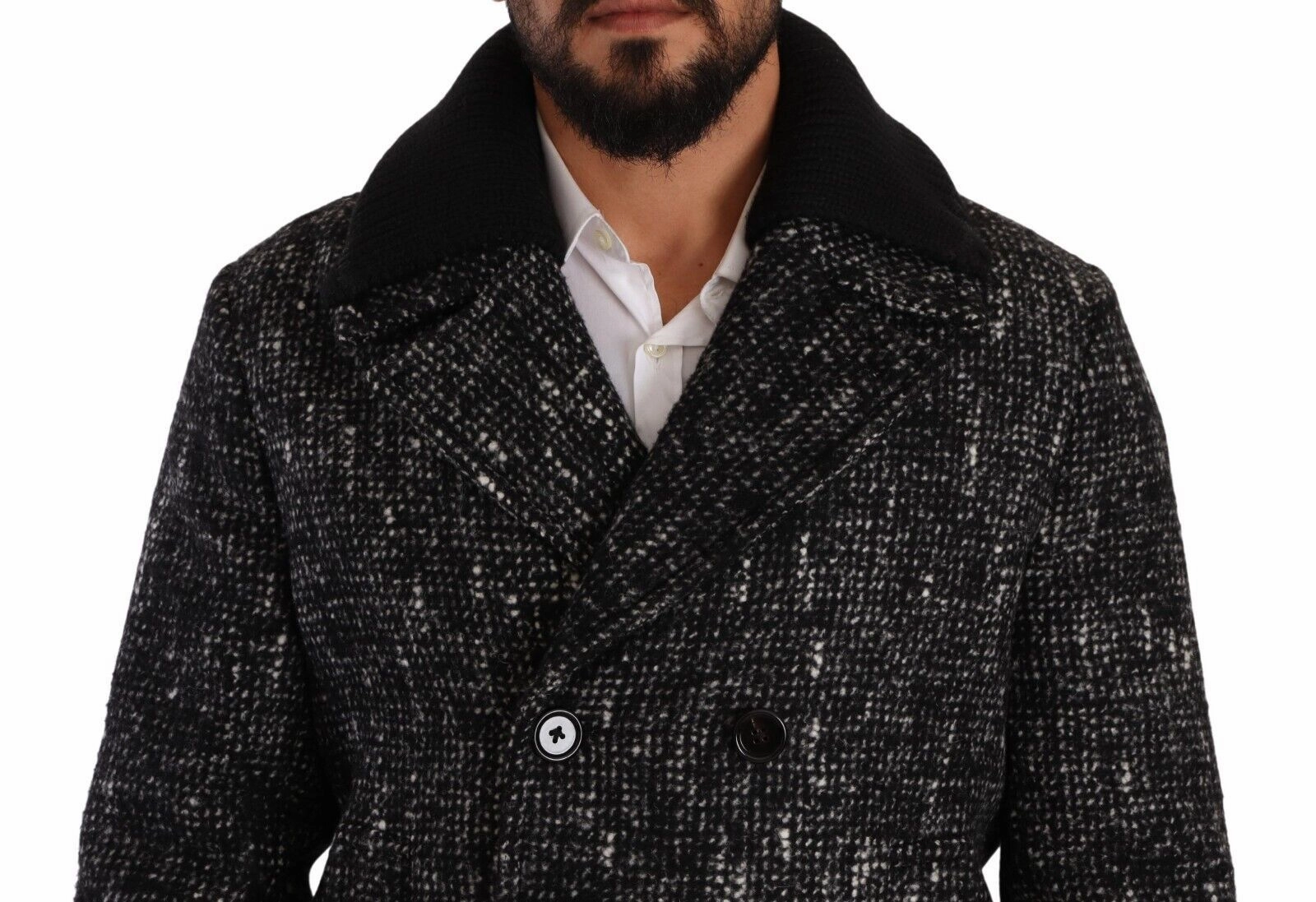 Black Wool Double Breasted Coat Men Jacket Terry Lewis Leather Coats