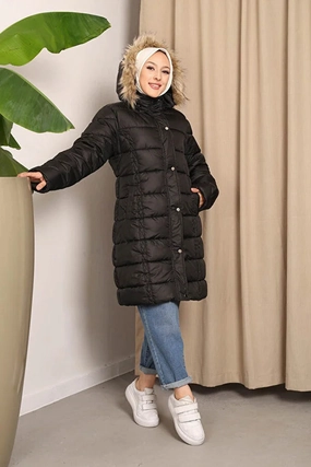 Light Rain Coats Imajbutik Womem's Brown Hooded Puffer Coat
