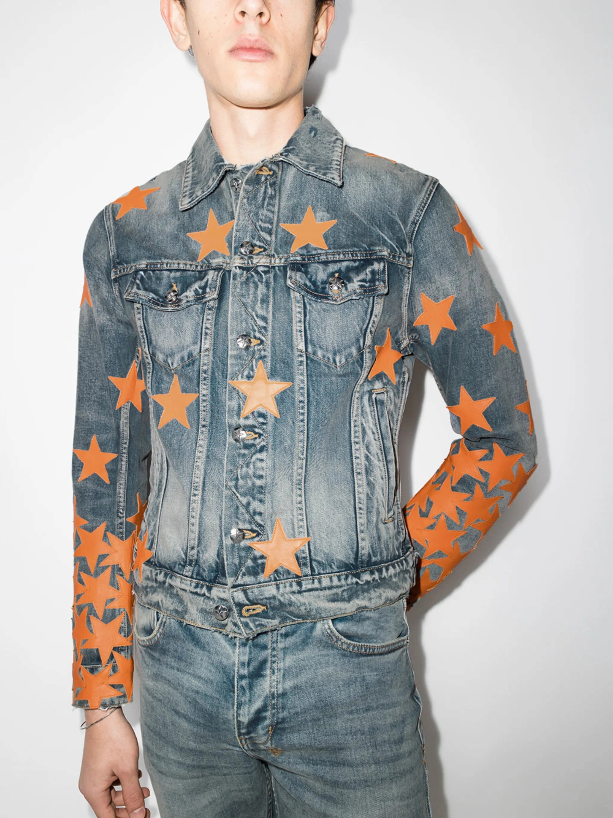 CHEMIST STAR TRUCKER Clay Indigo Denim Jackets "Blue" Cropped Fall Jackets