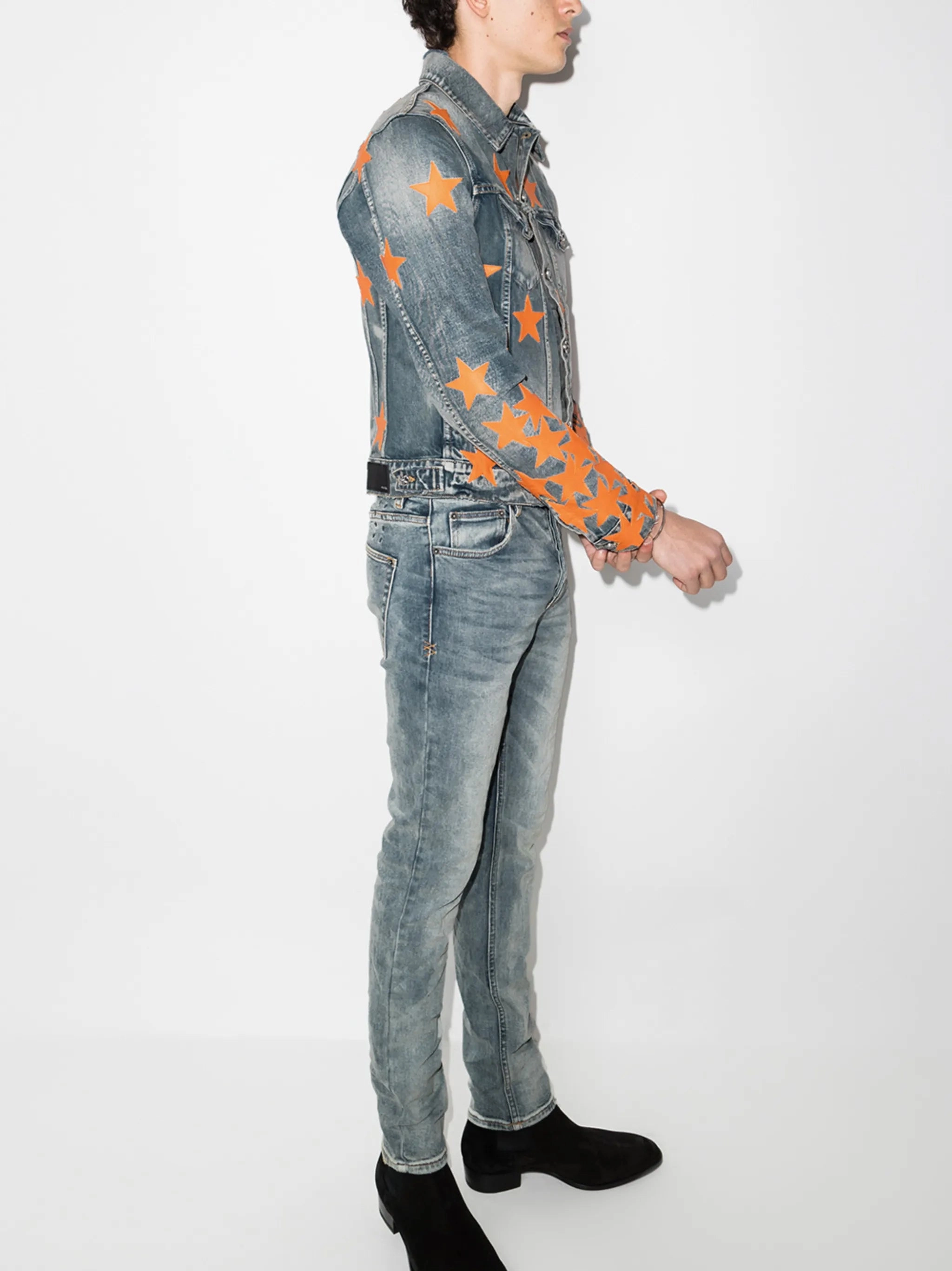 CHEMIST STAR TRUCKER Clay Indigo Denim Jackets "Blue" Crew Jackets