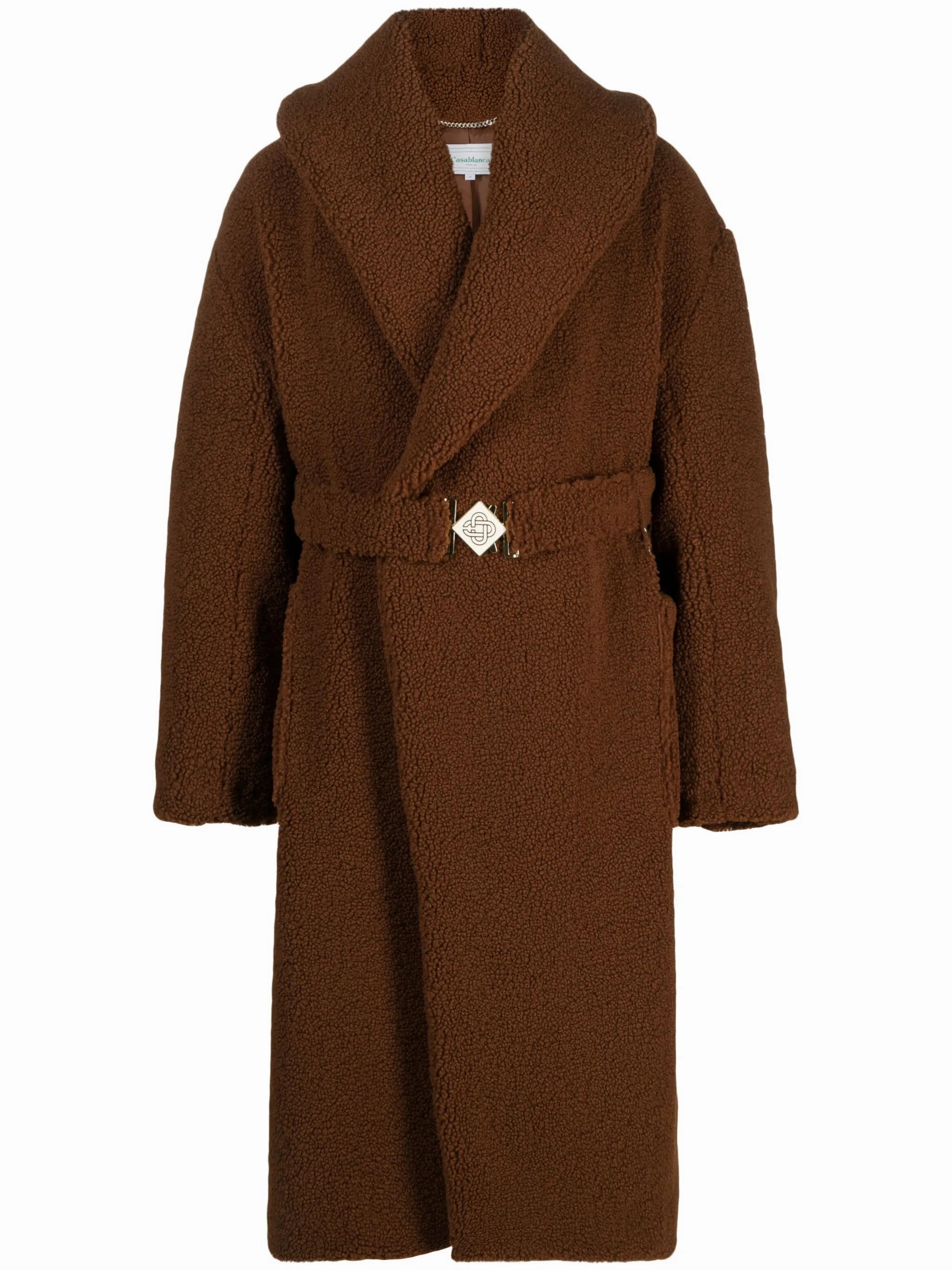 Anthony Marc Coats belted faux-shearling coat