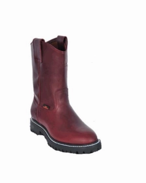 Grasso Nappa Los Altos Boots Men's Work Boot ~ Botines Para Hombre ~Full Lug Sole Burgundy ~ Wine Color ~ Maroon Teal Boots