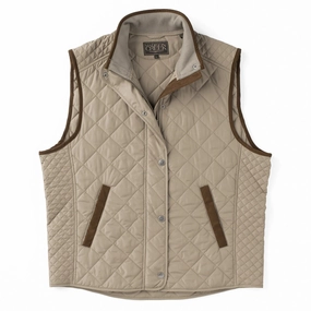 Madison Creek Greenville Diamond Quilted Nylon Vest in Dark Khaki Lightweight Rain Jackets