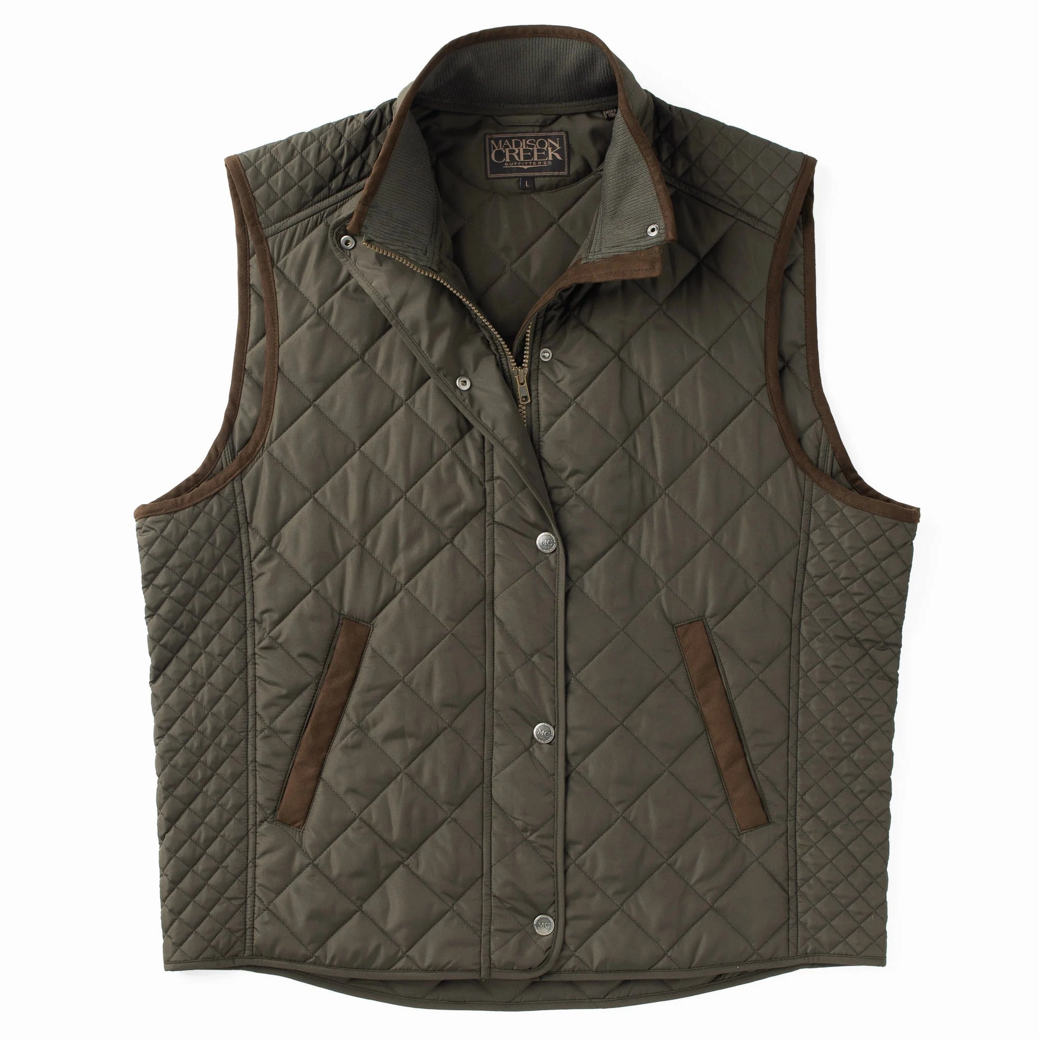 Madison Creek Greenville Diamond Quilted Nylon Vest in Loden Blue Jean Jackets