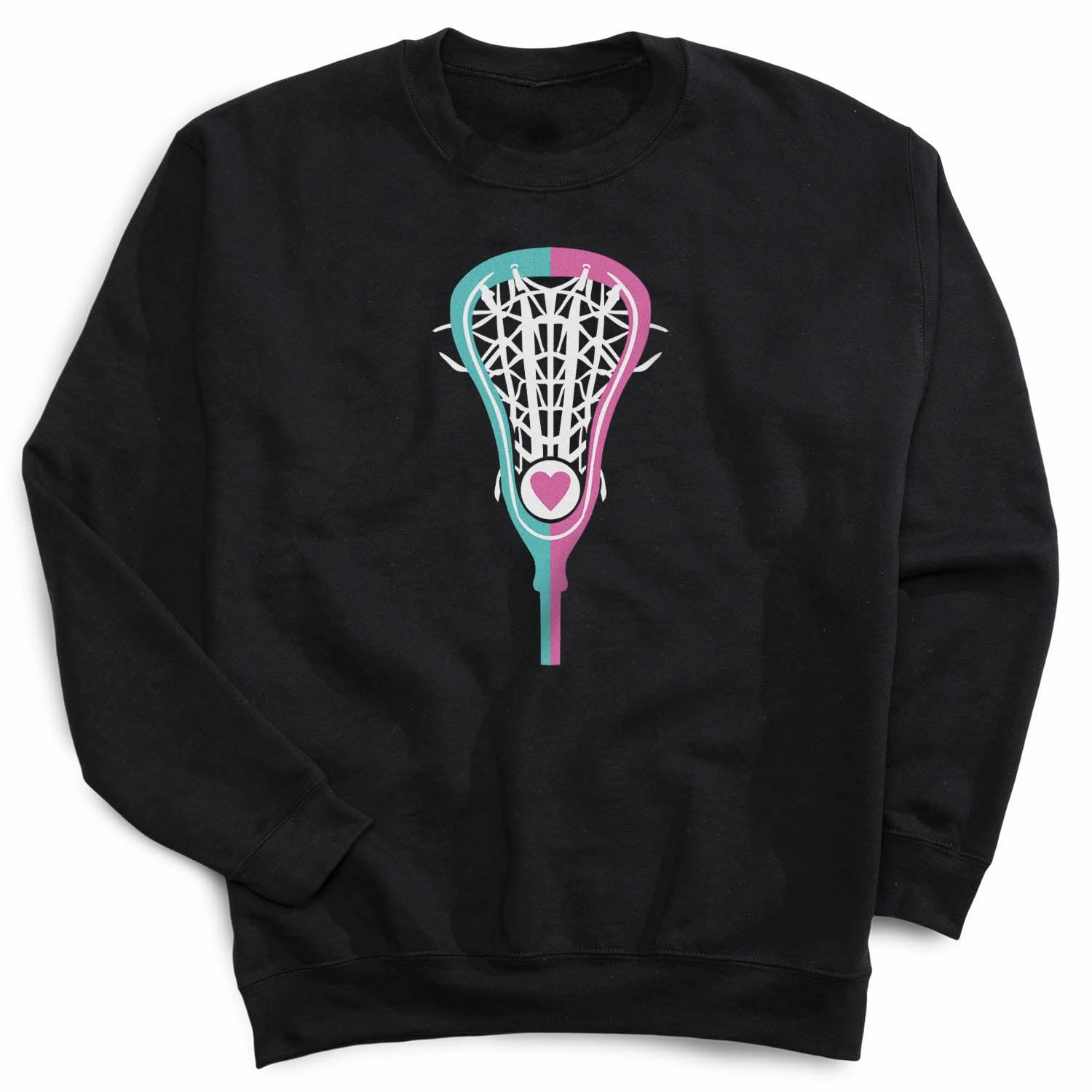 Cool Fishing Sweatshirts Girls Lacrosse Crewneck Sweatshirt - Lacrosse Stick Heart