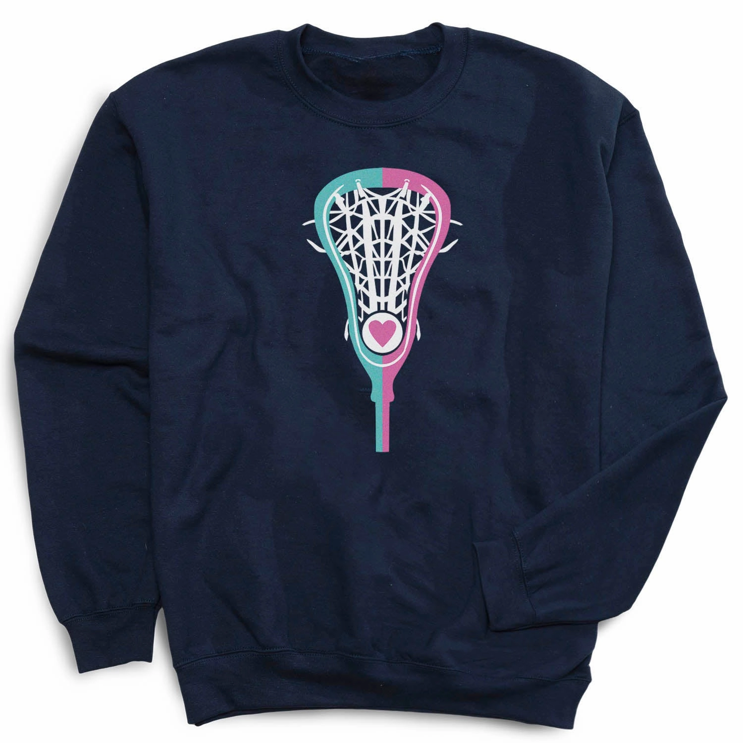 Silly Sweatshirts Girls Lacrosse Crewneck Sweatshirt - Lacrosse Stick Heart