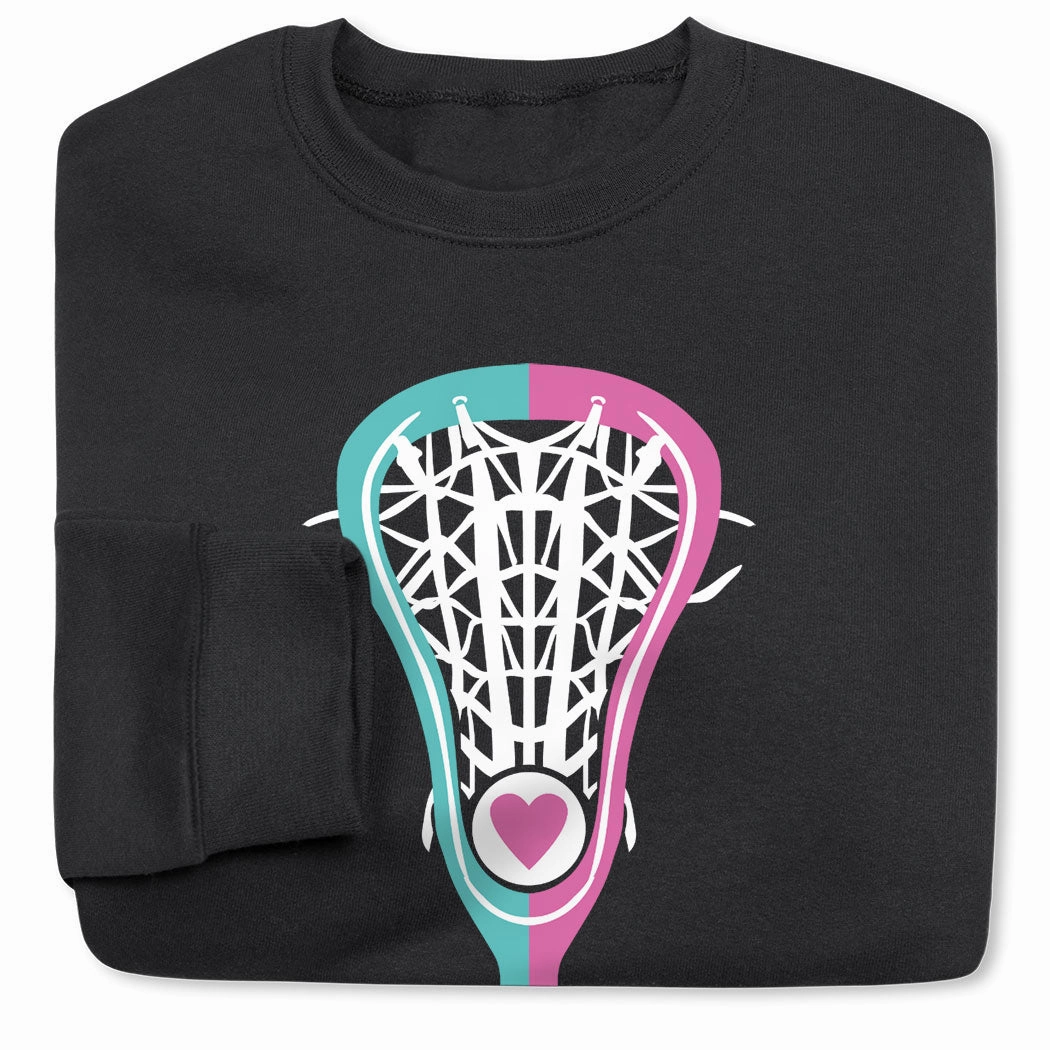 Staple Sweatshirts Girls Lacrosse Crewneck Sweatshirt - Lacrosse Stick Heart