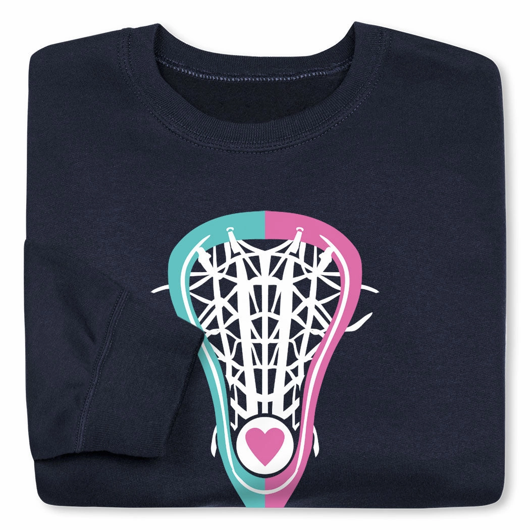 Csu Stanislaus Sweatshirts Girls Lacrosse Crewneck Sweatshirt - Lacrosse Stick Heart