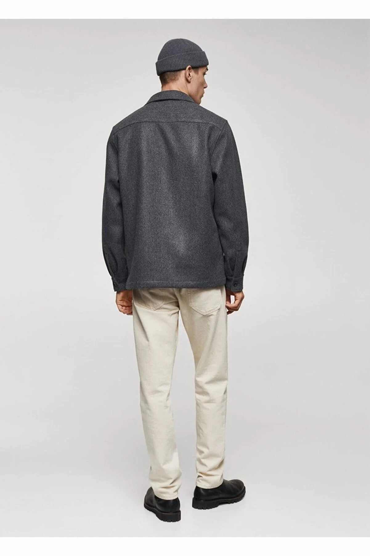 Mango Men's Pocketed Flannel Jacket Spring Rain Jackets