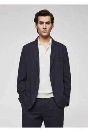 Diesel Jackets Mango Men's Slim Fit Linen-cotton Blend Blazer Jacket