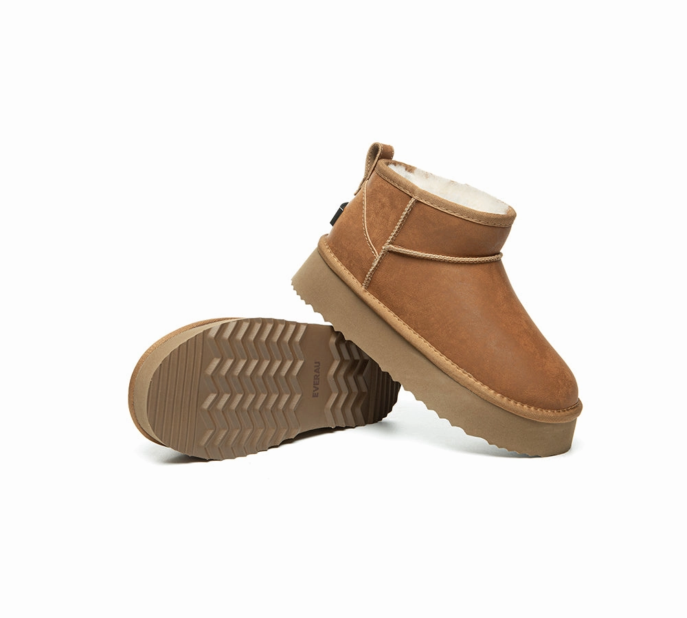 Wide Chelsea Boots UGG EVERAU UGG Boots Women Sheepskin Wool Ankle Platform Romi