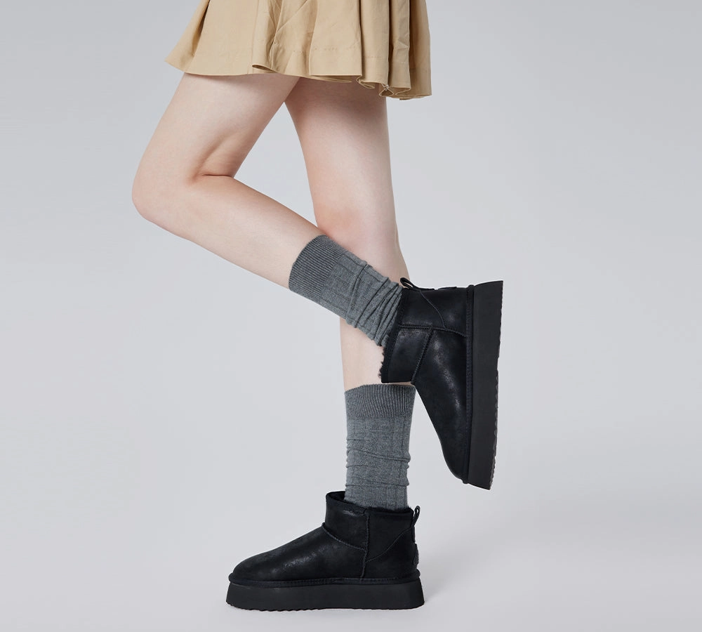 Ice Boots For Horses UGG EVERAU UGG Boots Women Sheepskin Wool Ankle Platform Romi