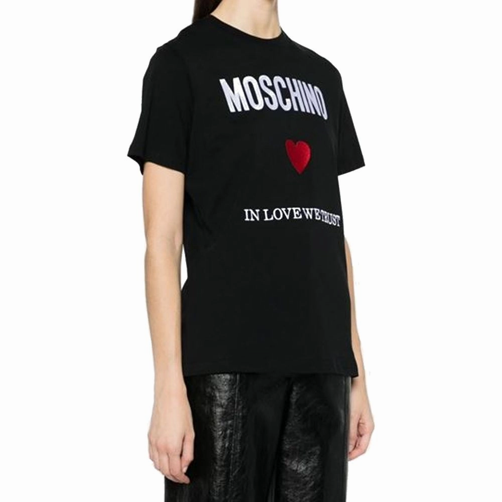 Moschino Couture Black Cotton T-Shirt Valentine T Shirts