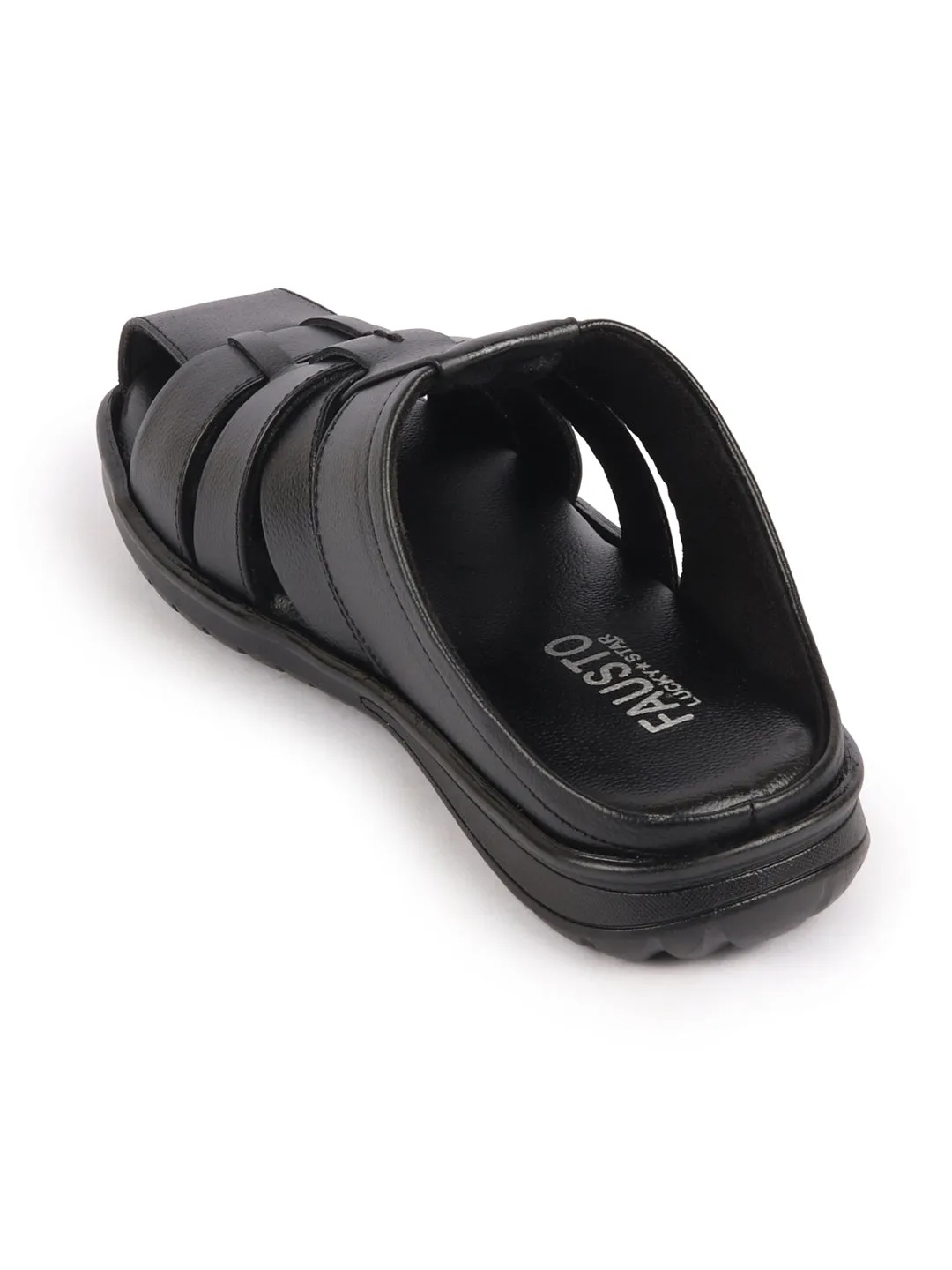 Sandals Royal Plantation Jamaica Men Black Genuine Leather Criss Cross Strap Back Open Slip On Closed Toe Dress Sandals