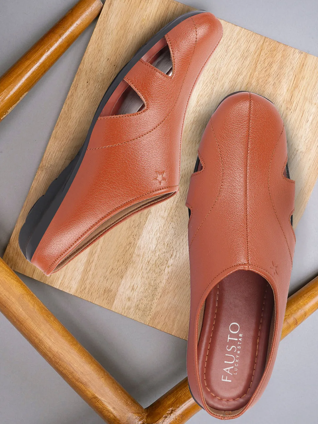 Men Tan Back Open Outdoor Slip-On Slipper Sandals Sandals Cancun Mexico