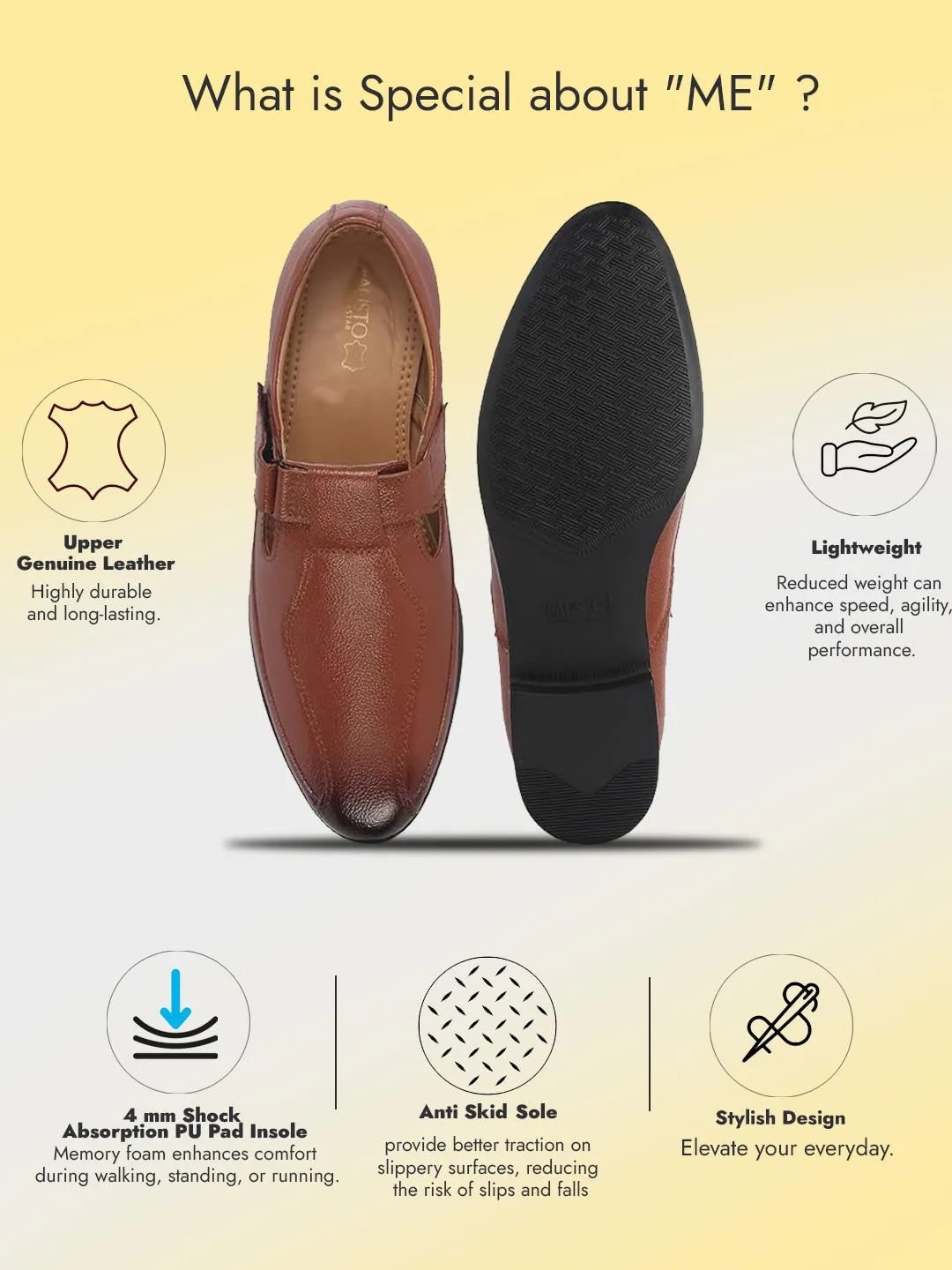 Sandals St Martin Men Tan Genuine Leather Broad Feet Breathable Slip On Adjustable Strap Peshawari Shoe Style Sandals|Work Wear|Formal Office Wear