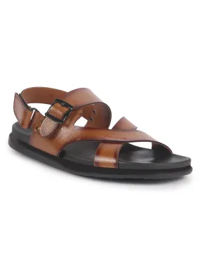 Shop Sandals Men Tan Open Toe Hook & Loop Adjustable Strap Criss Cross Dress Slip On Sandals|Non Skid Sole Slippers|PU PAD Insole