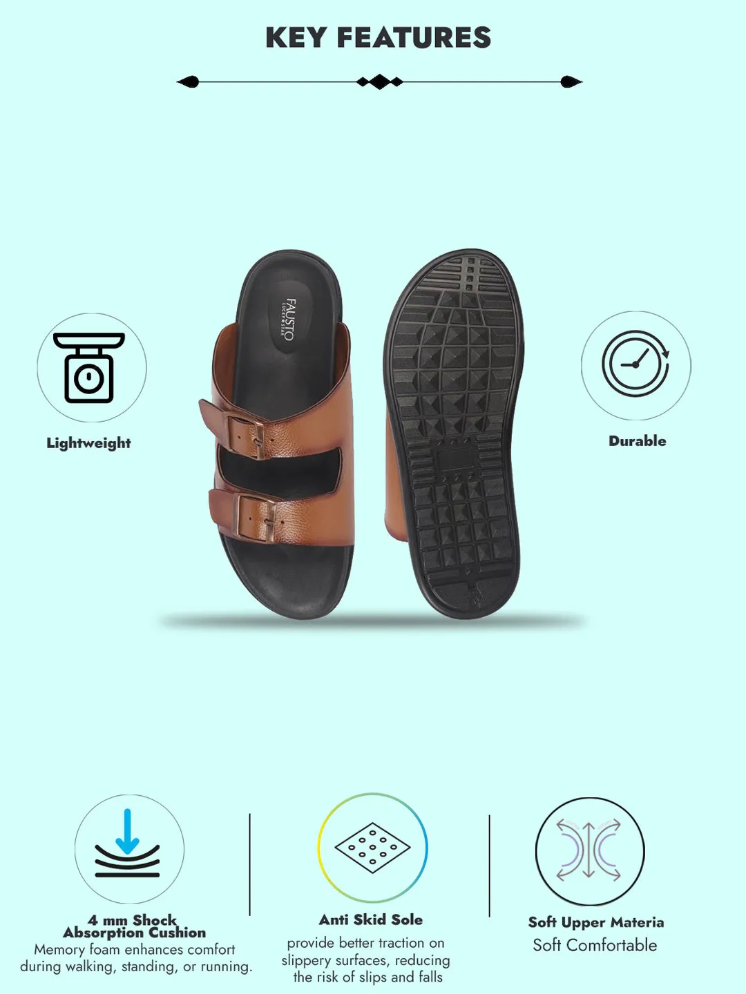 Men Tan Open Toe Multi Adjustable Strap Ethnic Kurta Slip On Sandals|Anti-Skid Sole Slippers|Memory Cushion Insole Catherine Malandrino Sandals