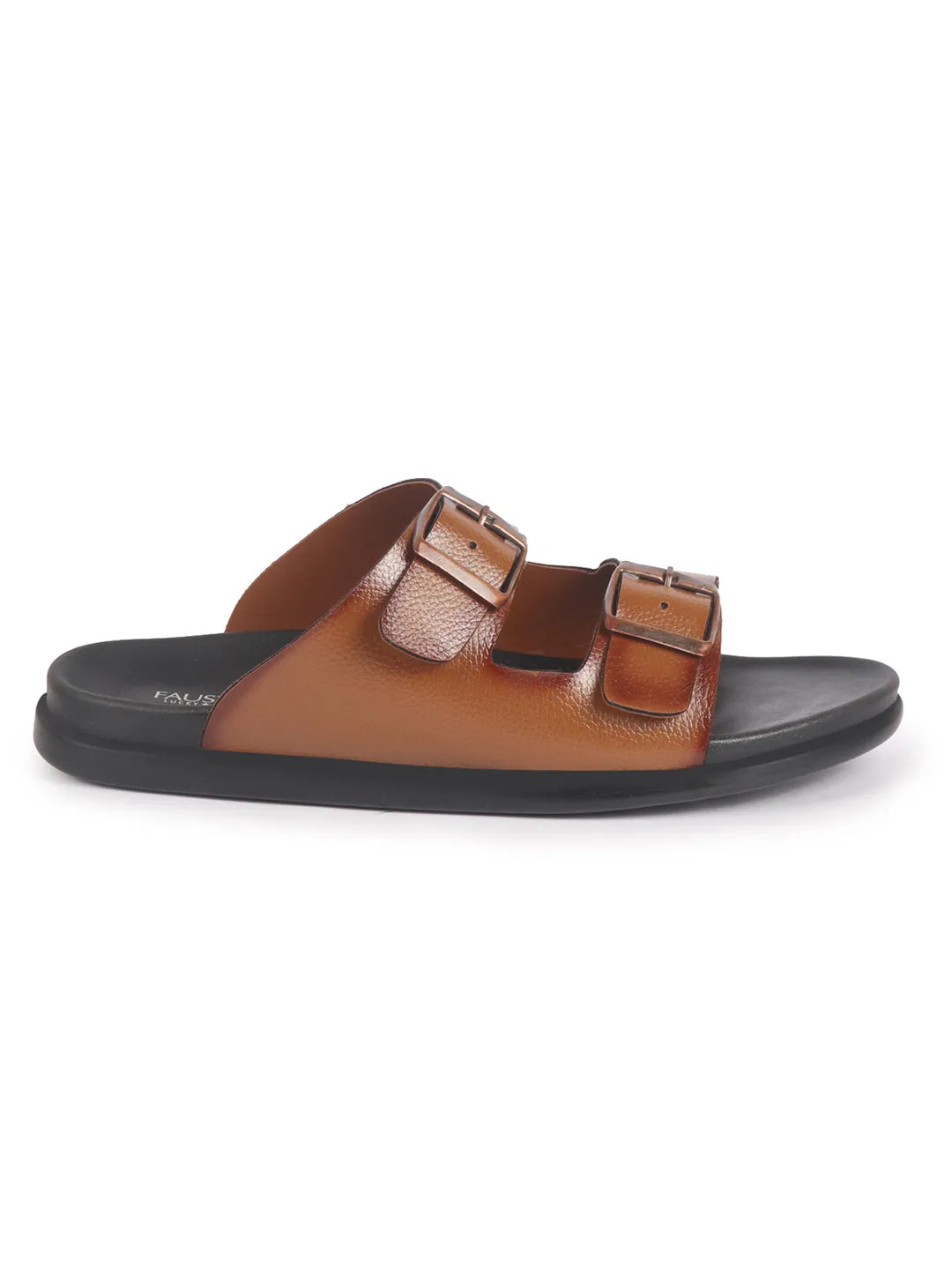 Men Tan Open Toe Multi Adjustable Strap Ethnic Kurta Slip On Sandals|Anti-Skid Sole Slippers|Memory Cushion Insole Sandals Honeymoon Package