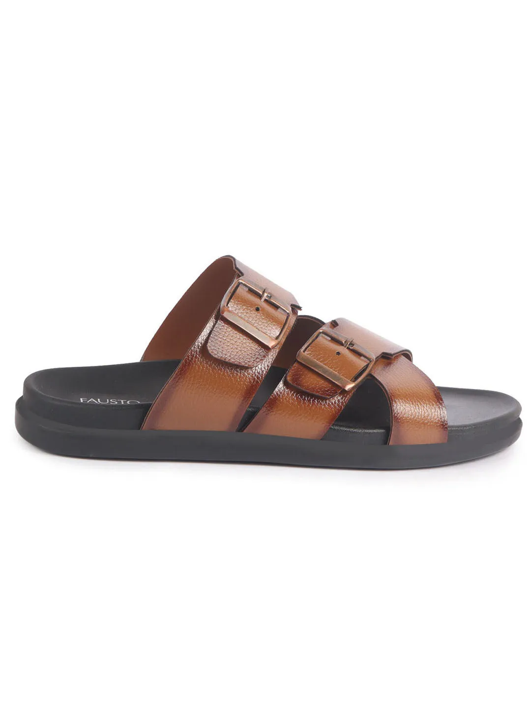 Men Tan Open Toe Multi Adjustable Strap Ethnic Slip On Sandals|Anti-Skid Sole Slippers|Memory Cushion Insole Sandals Beach Resort St Lucia