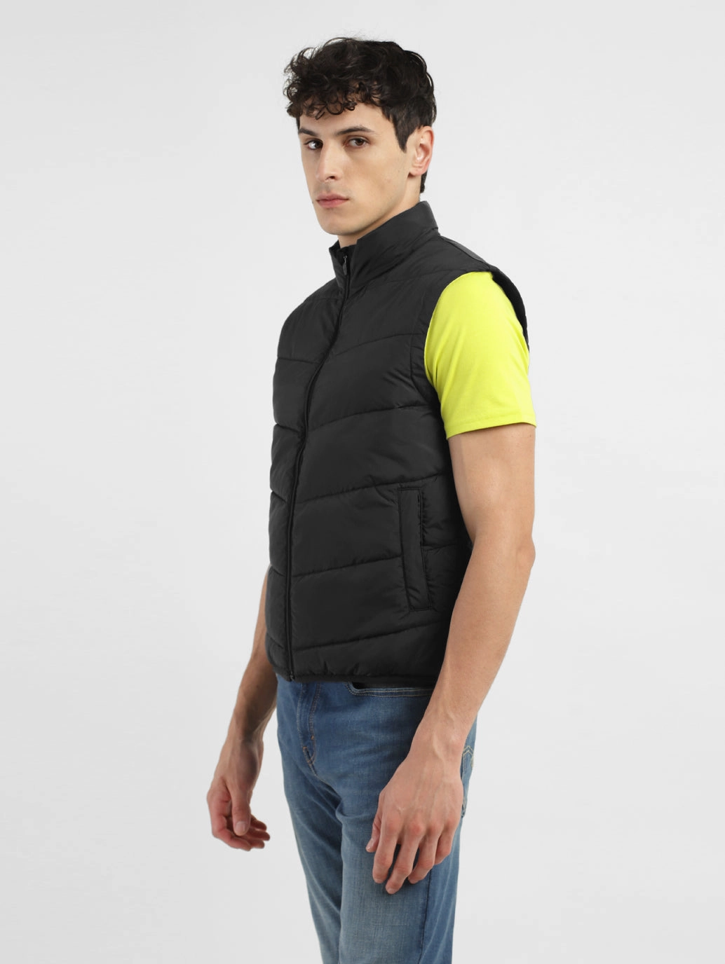 Fossa Jackets Men's Black High Neck Puffer Jackets