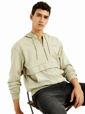 Men's Brand Logo Beige Hooded Sweatshirt Best Website For Custom Sweatshirts