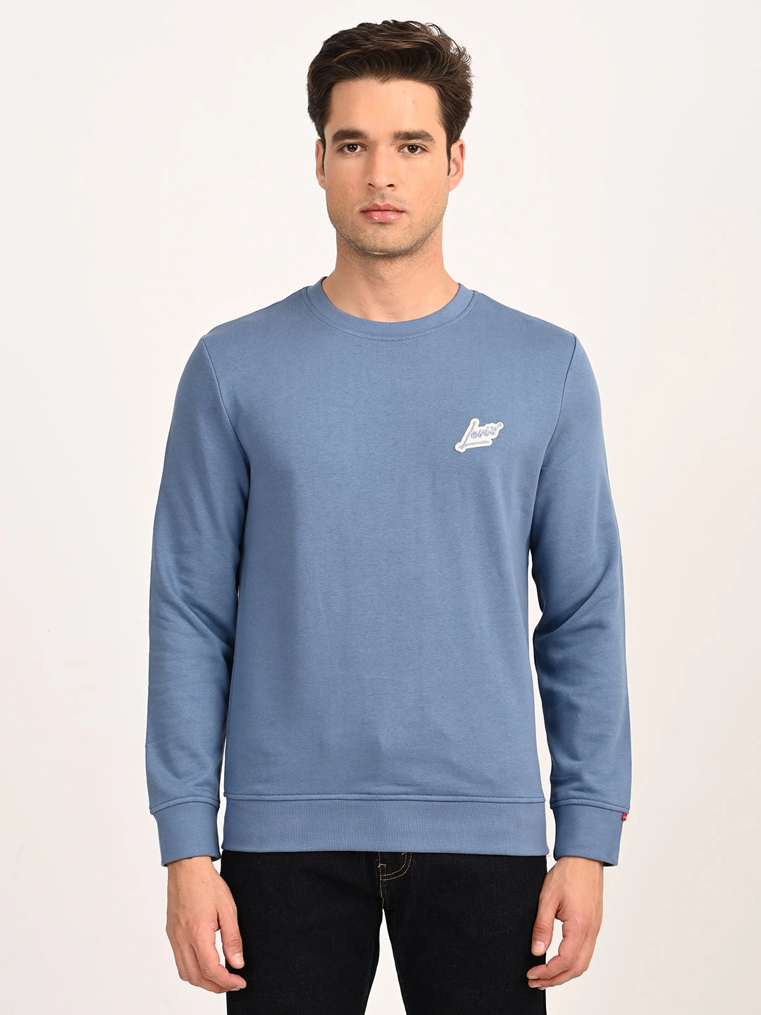 Fox Racing Sweatshirts Men's Brand Logo Blue Crew Neck Sweatshirt