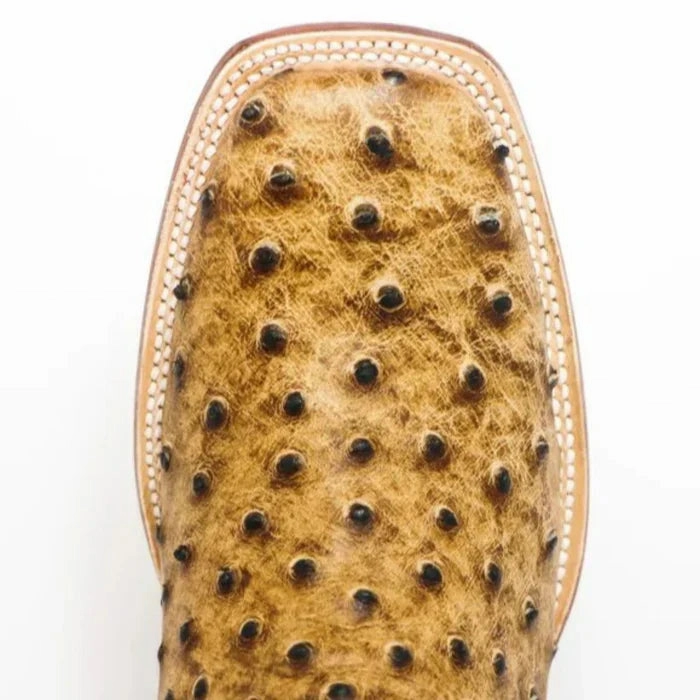 Men's Cooper Print Ostrich Square Toe Boots Matte Rustic Orix Female Motocross Boots