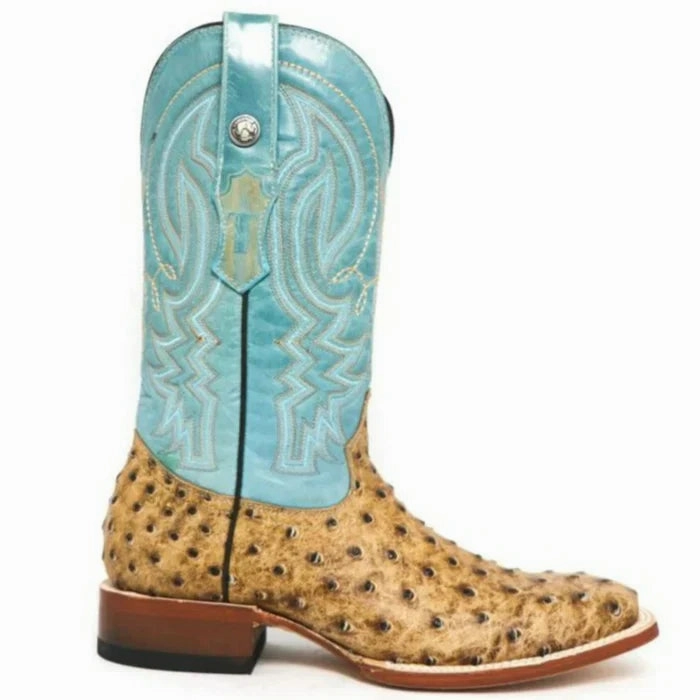 Men's Cooper Print Ostrich Square Toe Boots Matte Rustic Orix Winter Work Boots