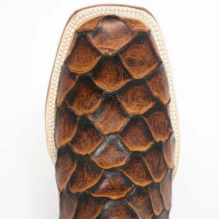 Marine Corps Boots Men's Dillon Print Monster Fish Square Toe Boots Cognac