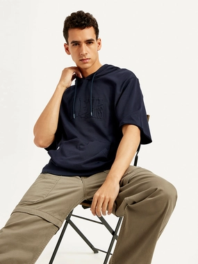 Custom 3d Hoodie Sweatshirts Men's Embossed Navy Hooded Sweatshirt